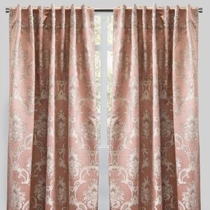 Rodeo Home Katherine Blush Curtain Panels Texture Damask Faux Silk 1 Per 52"×96"